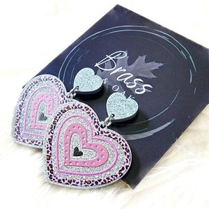 Silver Valentine's Leopard Heart Earrings